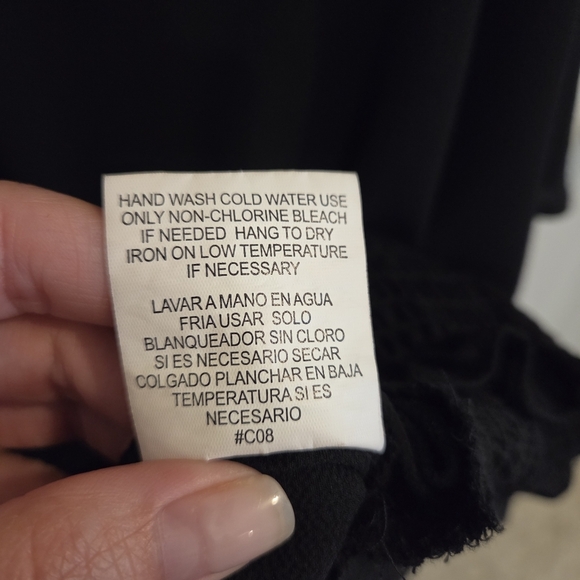 Lily White Black Cinched waist drop shoulder sleeve size Medium Business Casual - Picture 6 of 7